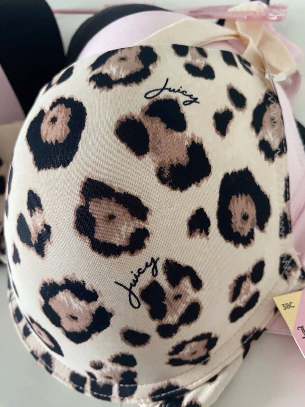 3 Pack Juicy Couture Sexy Push Up Bra Size 38C Cheetah Animal Print Pink Black